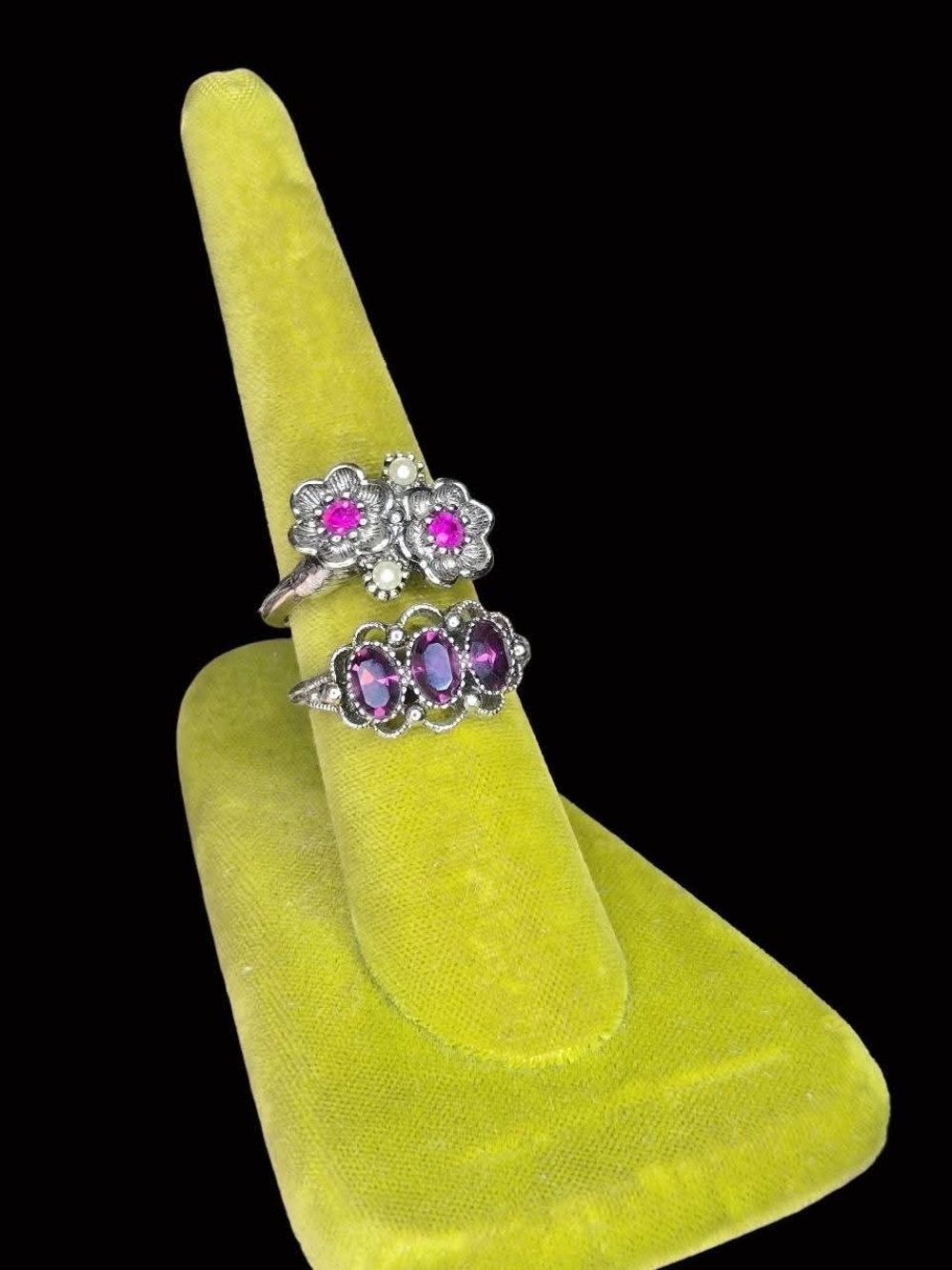 2 Vintage NOS Rhinestone Avon Rings